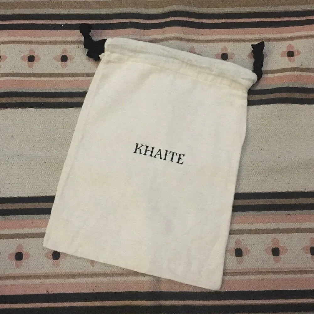 Khaite Off White cream soft fabric Black ribbon drawstring 10” x 13” dustbag